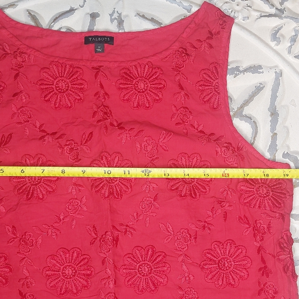 Talbots Red Floral Embellished Sleeveless Top Medium - Picture 10 of 14